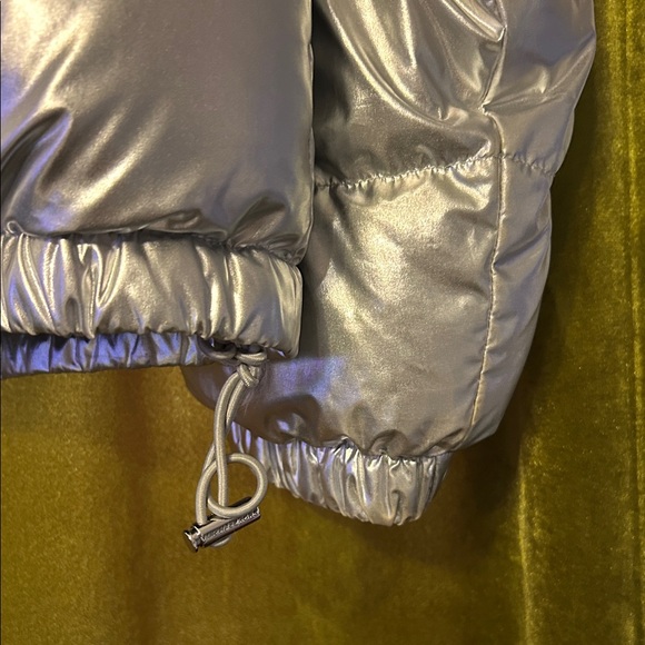Michael Kors Short Puffer Jacket in Metallic Silver - Picture 5 of 15